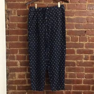 Navy & cream anchor themed capri pant from jcrew